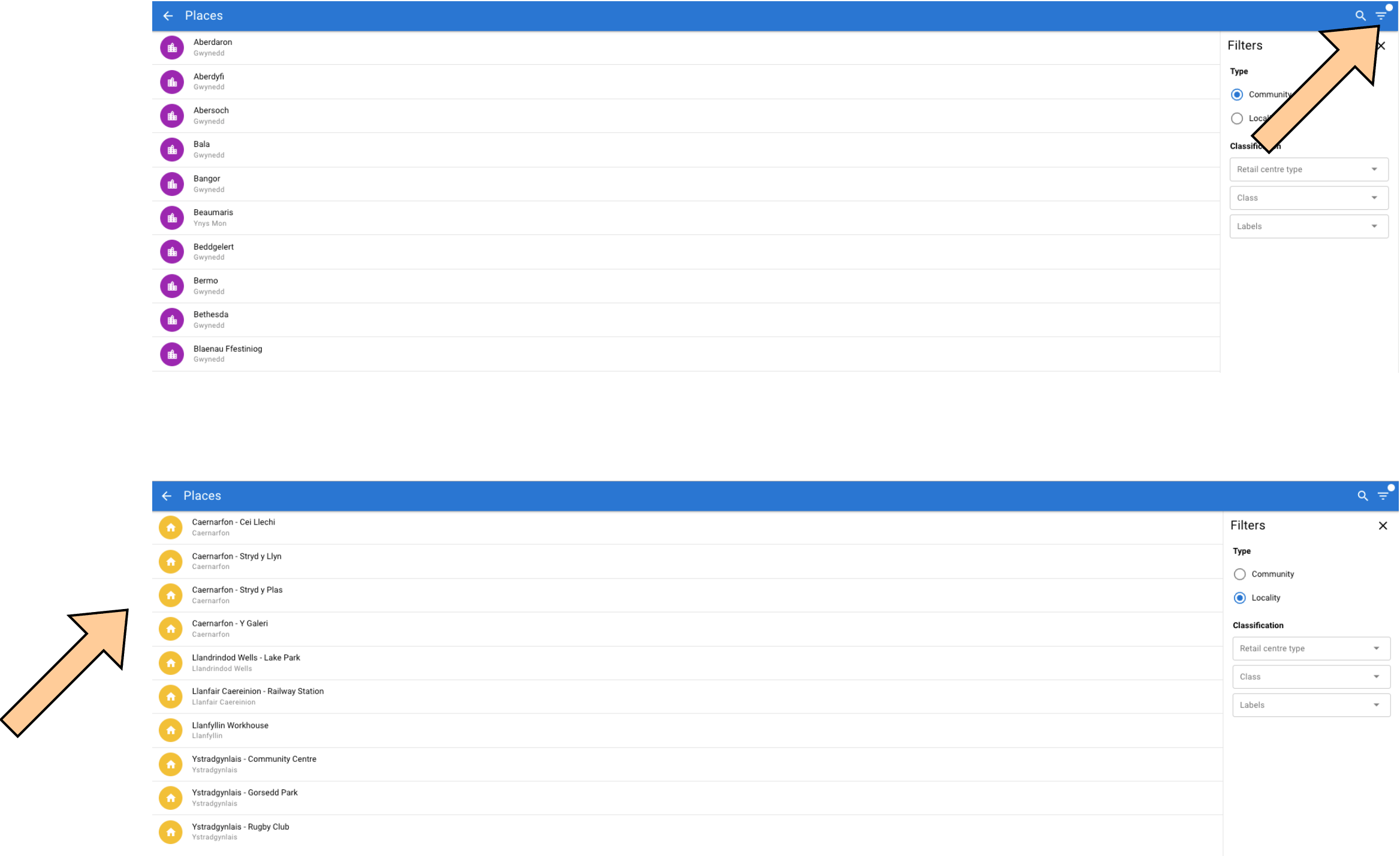 selecting localities within smart places