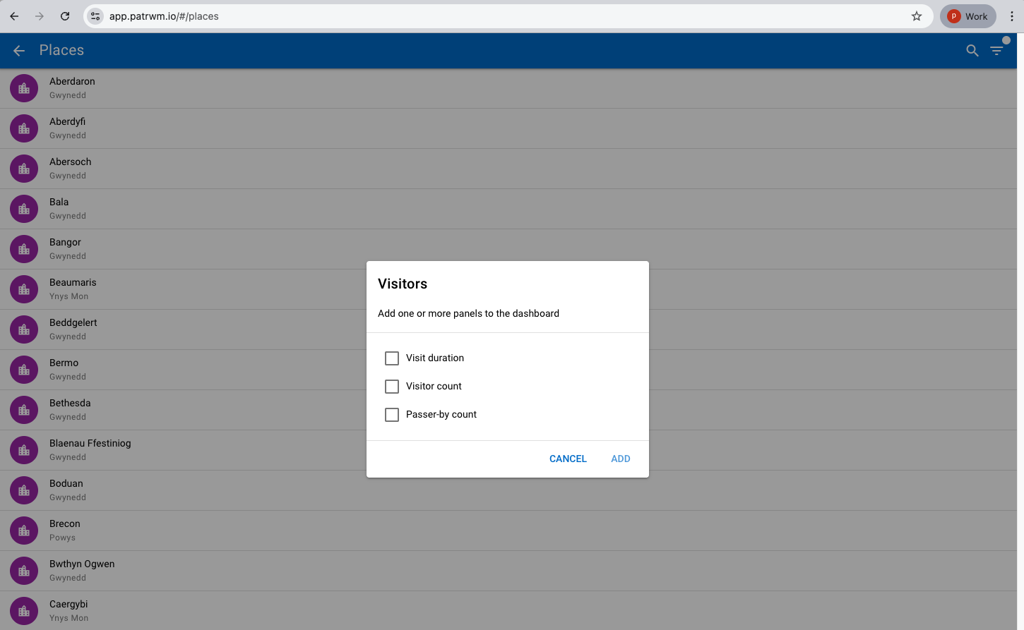 Build a custom view, select place and metric