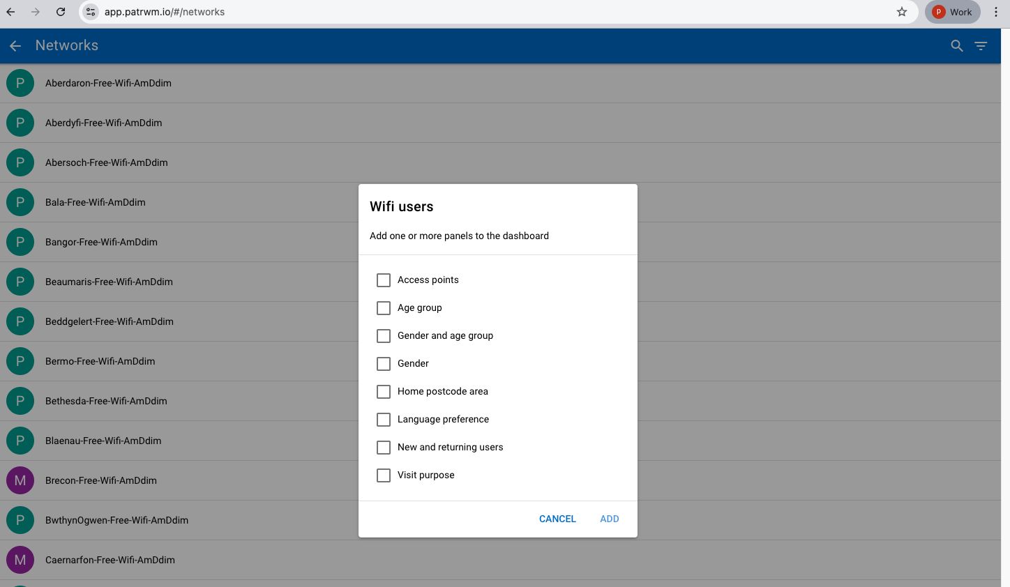 Build a custom view, select place and metric